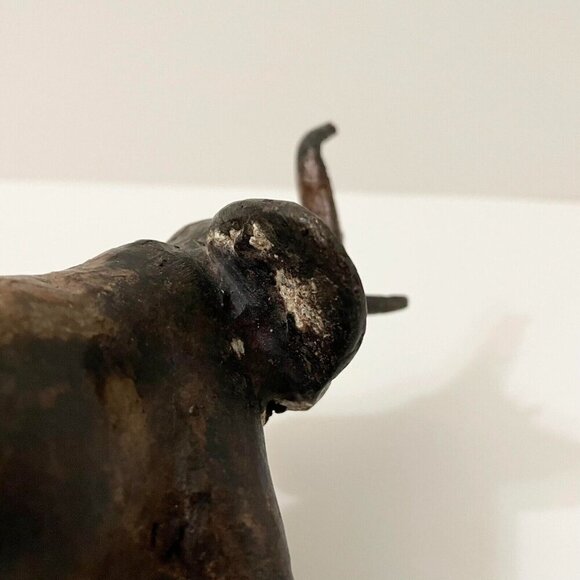 Vintage Elephant Trunk Up Metal Figurine 6 Inch Long Figure Flaws - Picture 8 of 16